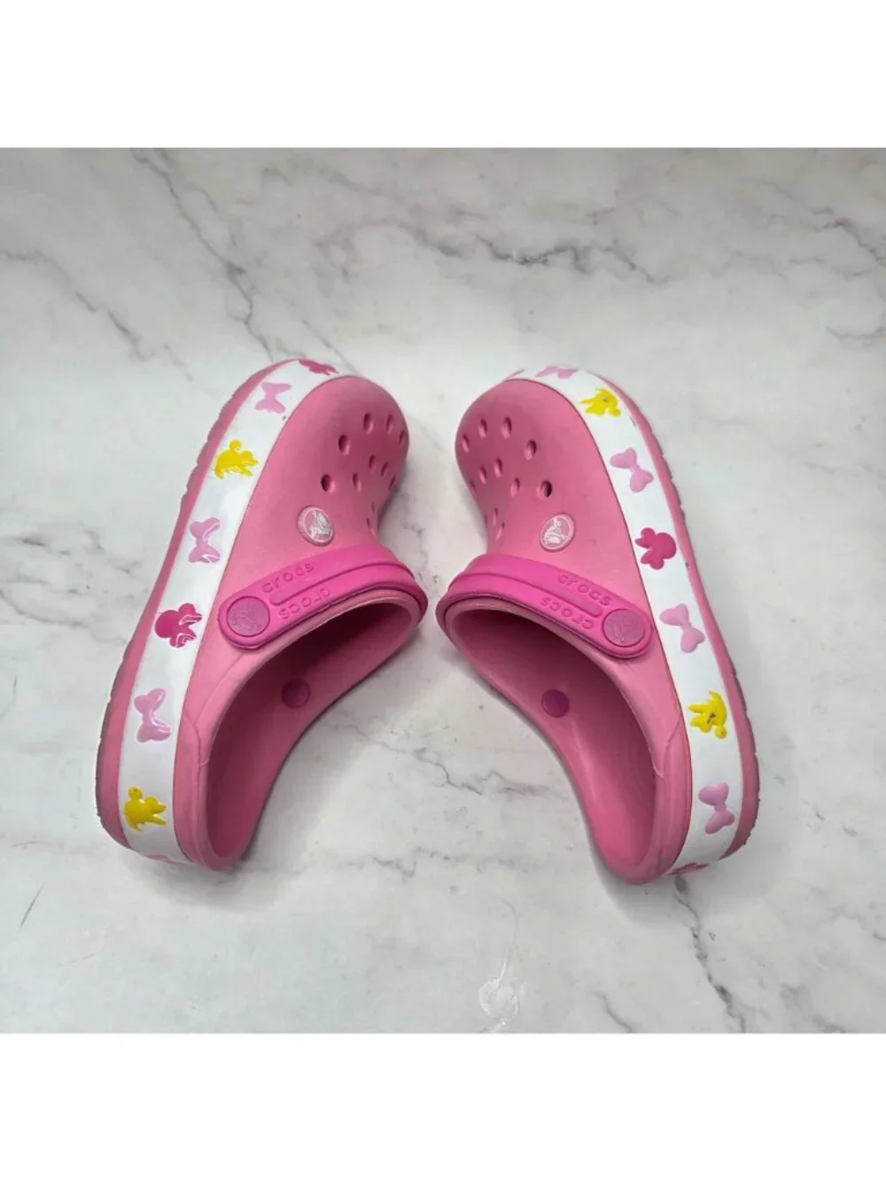 Crocs Disney Fun Lab Minnie Mouse Pink Clogs Sandals Light Up Shoes Girls 2 (J)